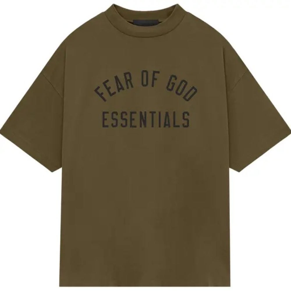 Fear of God Essentials Jersey Crewneck Olive Tee